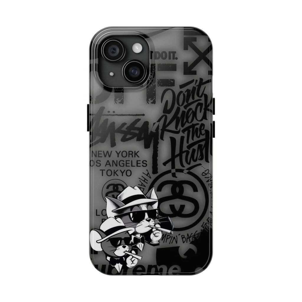 Graffiti Tough Phone Case — Urban Cartoon Cat Design