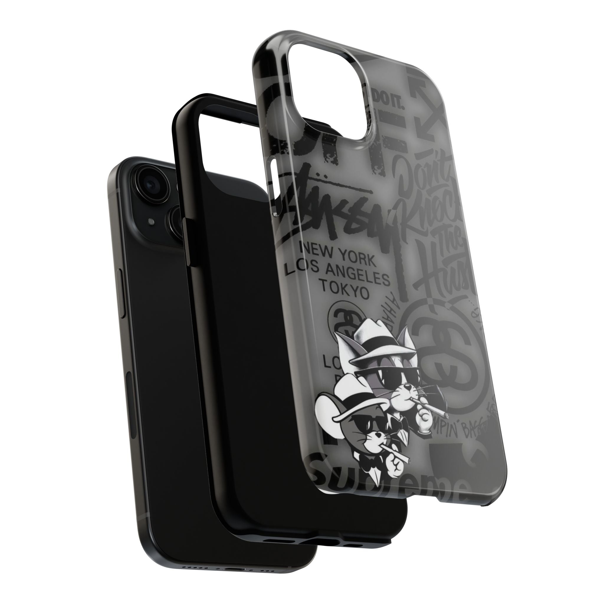 Graffiti Tough Phone Case — Urban Cartoon Cat Design