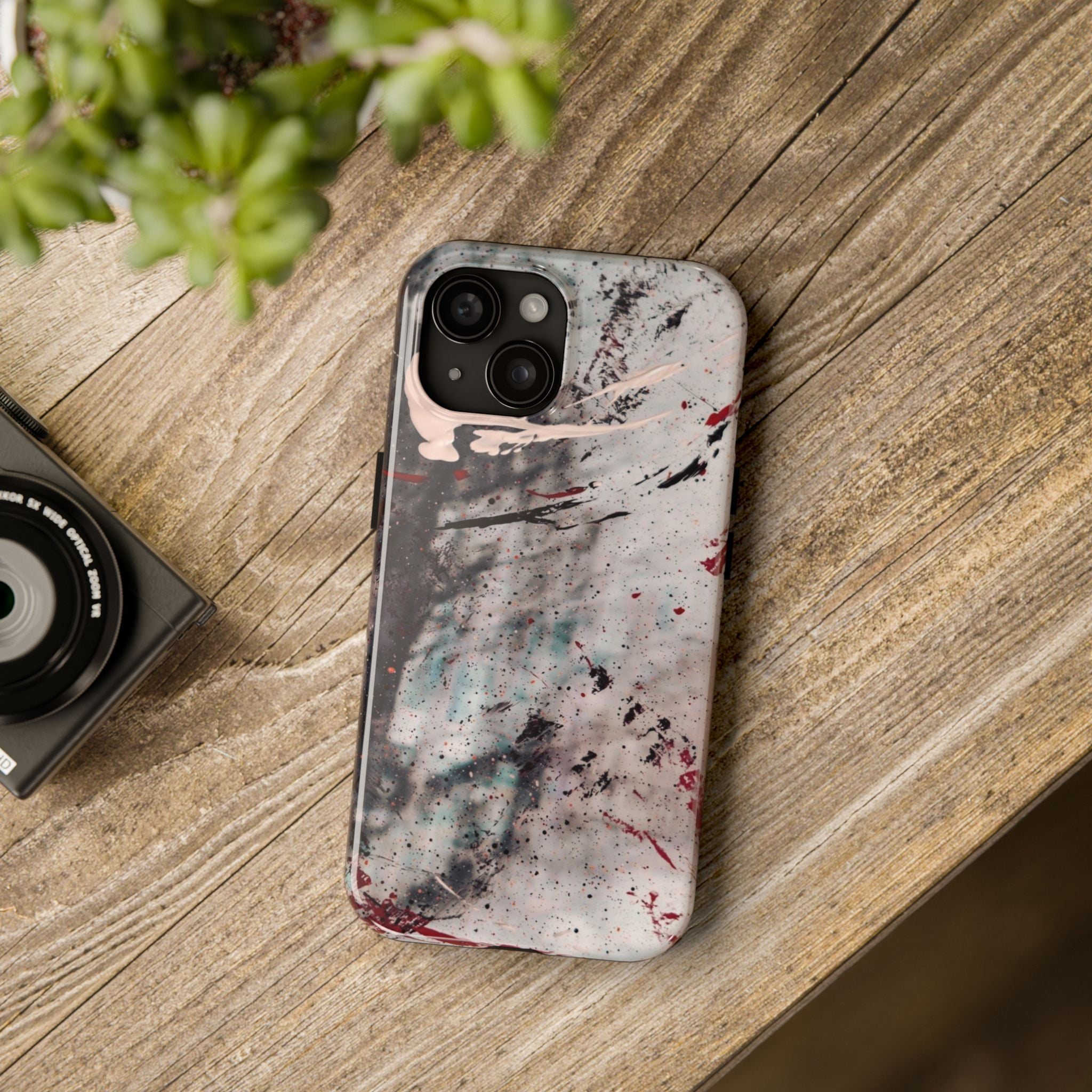 Abstract Grunge Tough Phone Case — Protective Marble Splatter Design