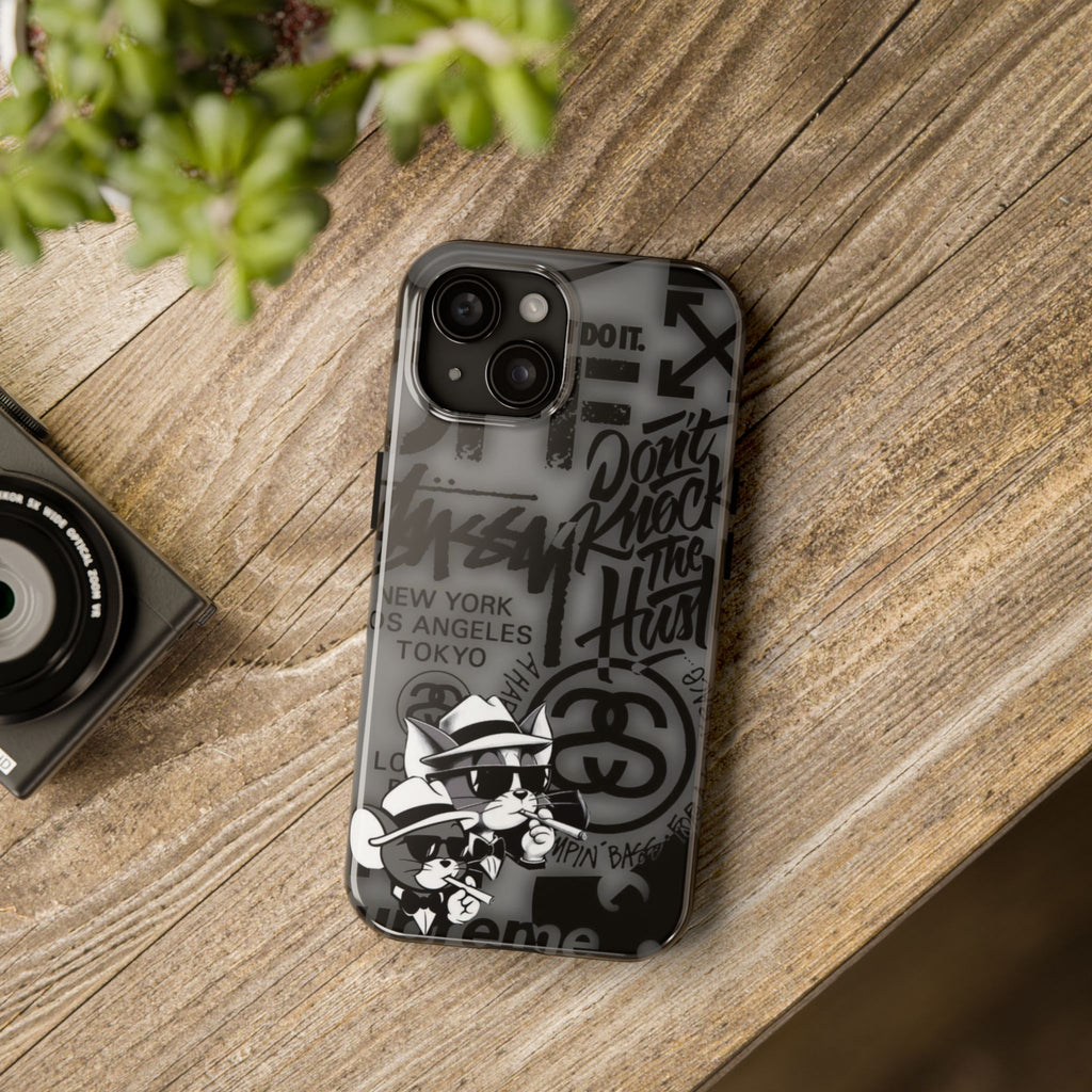 Graffiti Tough Phone Case — Urban Cartoon Cat Design