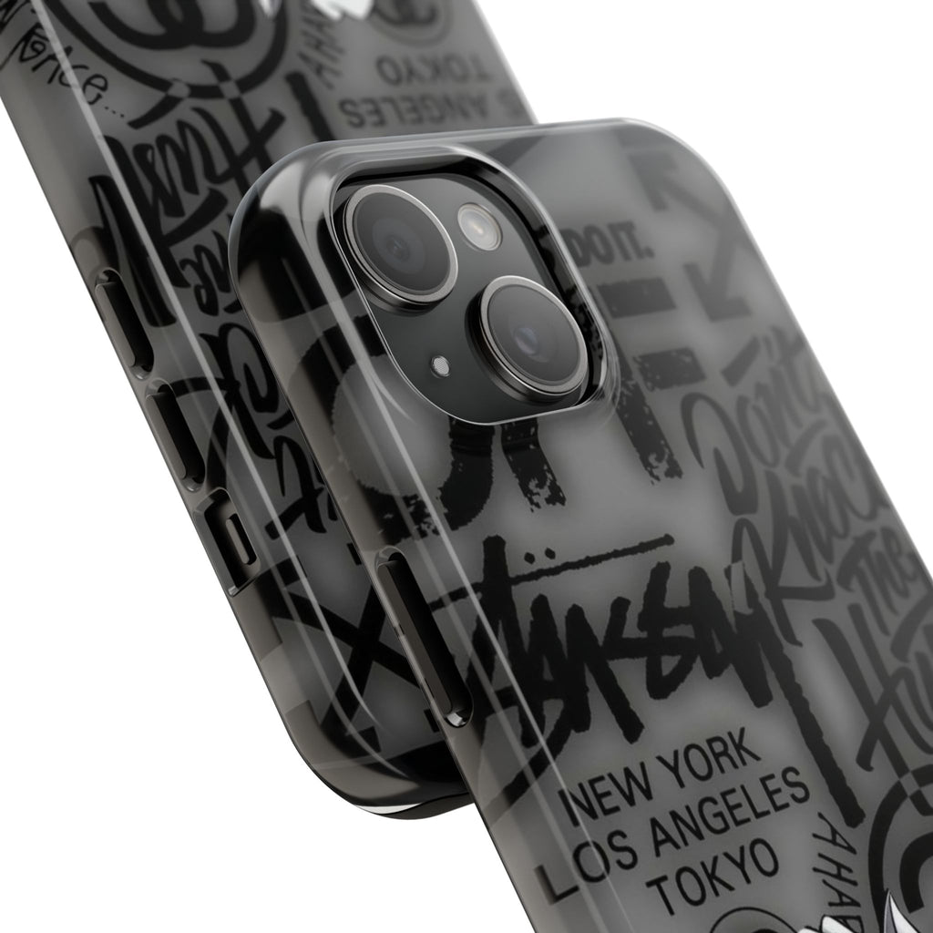 Graffiti Tough Phone Case — Urban Cartoon Cat Design